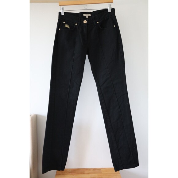 Burberry Denim - Burberry London Womens Size 6 Black Straight Jeans Pleated Retro Grunge Goth